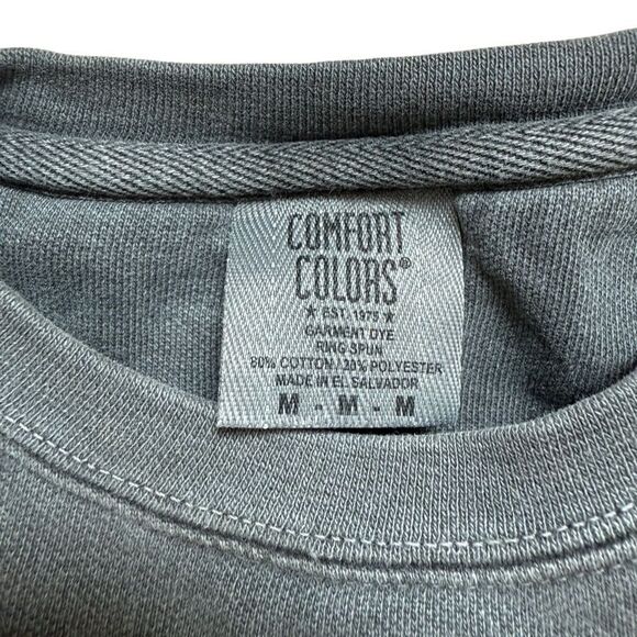 Comfort Colors Grey Crew neck Pullover Embroidered Chest Logo Medium - Picture 4 of 7